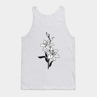 Black and White Lily Flowers Tank Top